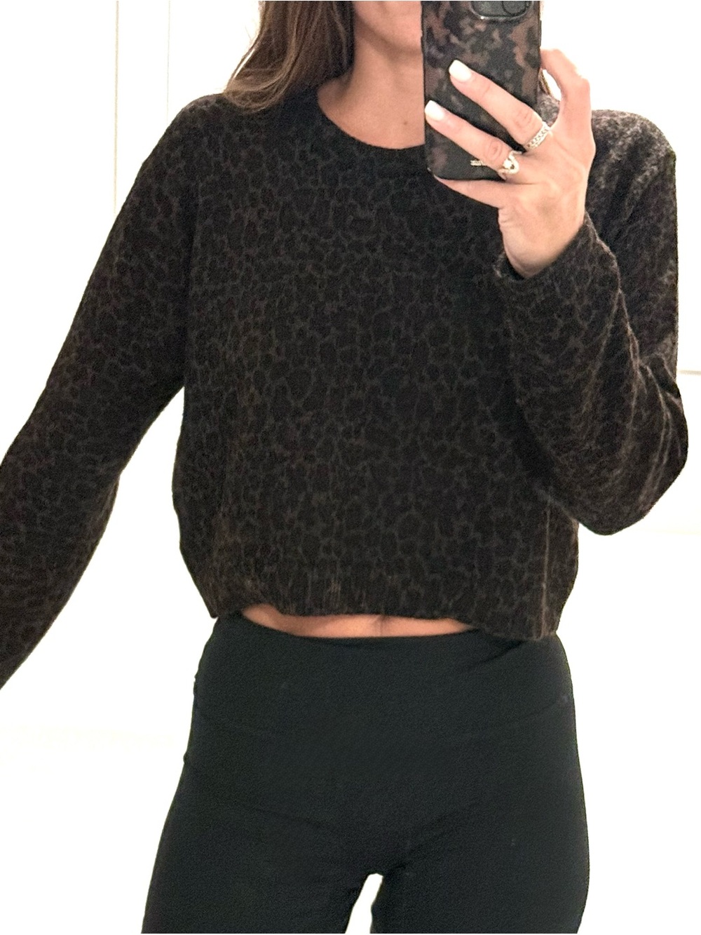 Rachel Zoe Women’s Slightly Cropped Leopard-Print Crewneck Sweater